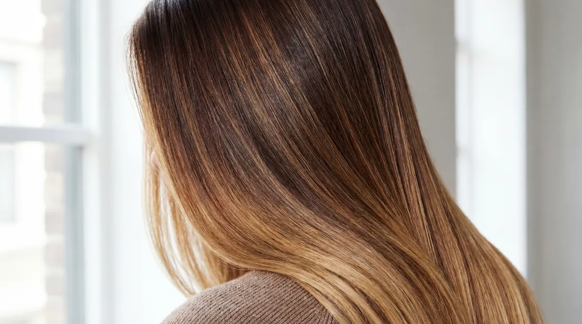 Resultado de balayage — transición natural de chocolate a miel